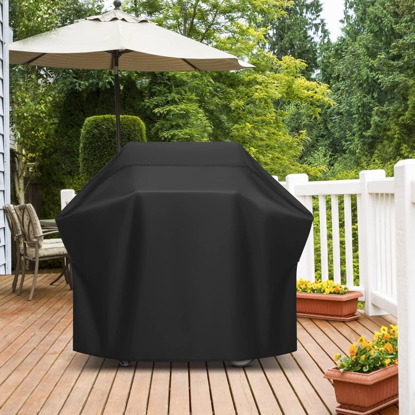 BEEPRINCESS BBQ Grill Cover, 58" Weather-Resistant Grill Cover for Outdoor Grill, Waterproof Gas Grill Covers with Adjustable Drawstring, Rip-Proof Barbecue Cover for Weber Nexgrill Grills and More