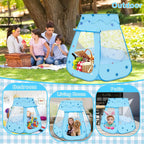 BEEPRINCESS Princess Playhouse Tent for Toddlers and Girls, Indoor & Outdoor Pop Up Play Tent for Kids, Foldable Ball Pit with Carrying Bag, Birthday Gifts for 1-3 Years Old Toddlers and Girls, Blue
