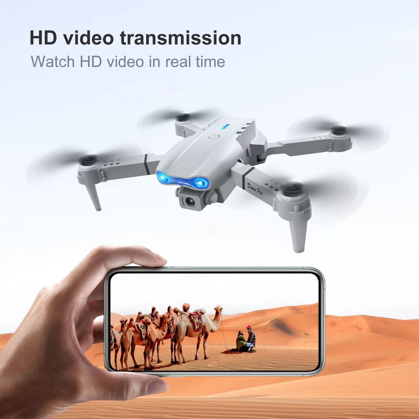 BEEPRINCESS Drone with 4K HD Dual Camera for Adults Kids, RC Quadcopter with 2 Modular 1800mAh Batteries for 30 Mins Long Flight (Gray)