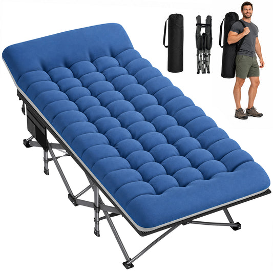 ELFWOLF XXL Camping Cot for Adults, 600lb Heavy Duty Folding Cot with Padded Mattress, 78 x 32 in Portable Cot with Carry Bag