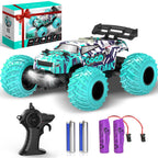 BEEPRINCESS Remote Control Car, 1:18 Scale All Terrain RC Cars, 2WD 20Km/h with Colorful LED Light and 2 Rechargeable Batteries, RC Monster Truck Off-road Racing Car Toys for Kids and Boys, Blue