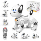 BEEPRINCESS RC Robot Dog, Electronic Pet Dog with Voice Control, Interactive and Stunt, White/Black