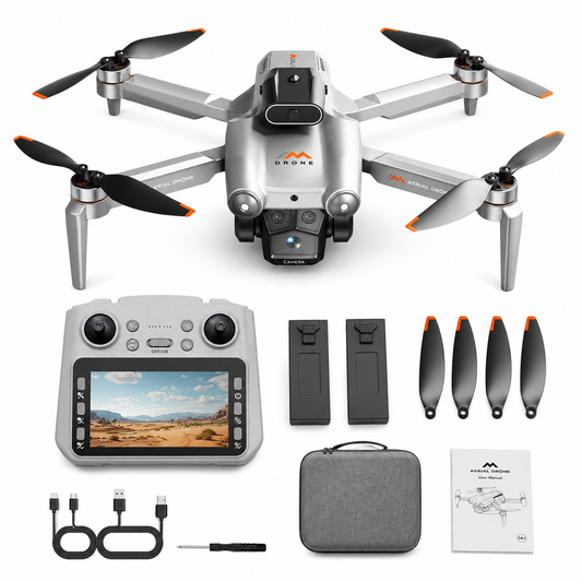 BEEPRINCESS M6 Foldable Drone with 1080p HD Camera, Brushless Motor, Obstacle Avoidance, 4.5 in Screen Controller, 2 Batteries