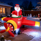 BeePrincess 7ft Animated Santa Helicopter Christmas Inflatable – Light-Up Flying Santa Claus, Outdoor Christmas Yard Decoration for Lawn, Garden, Party