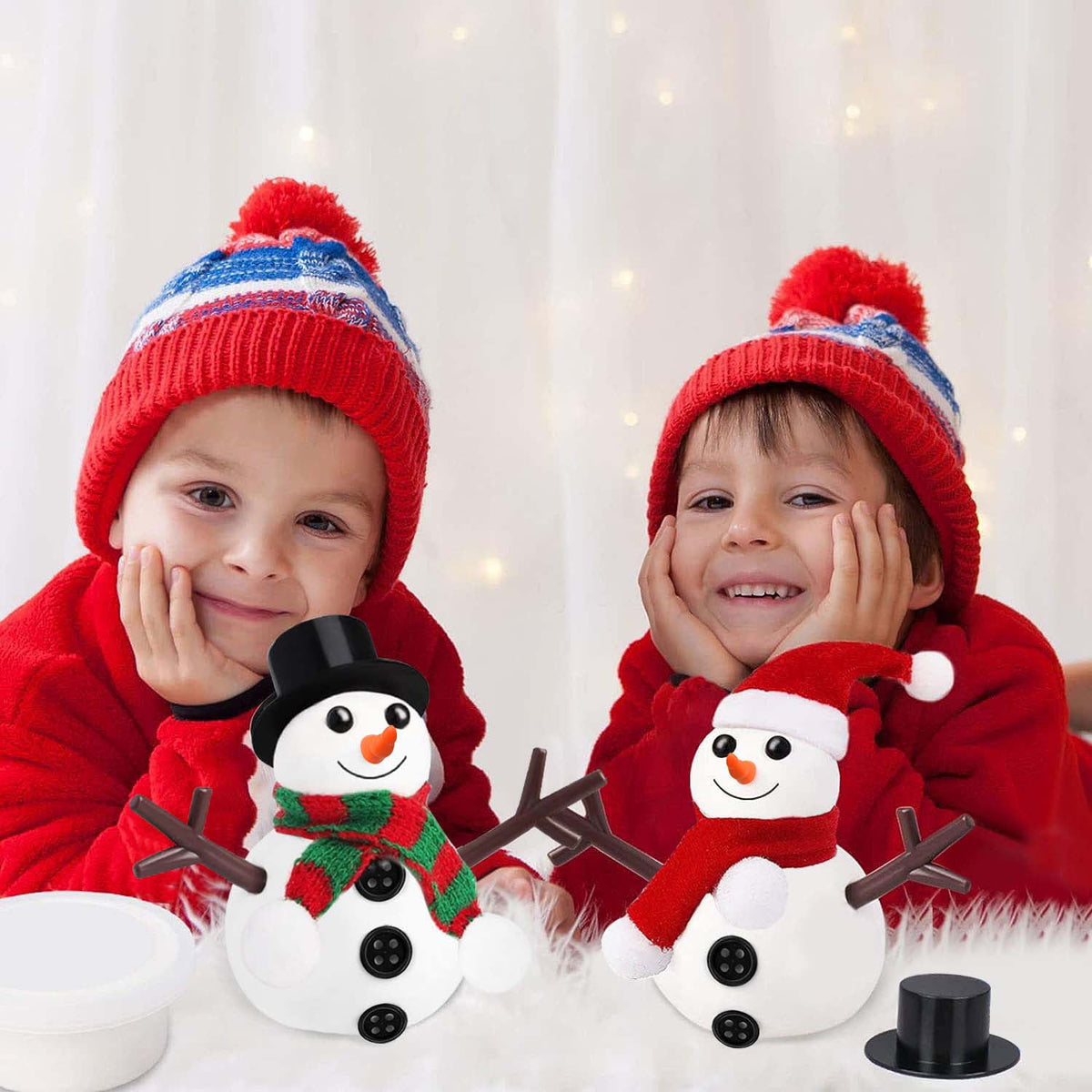 BEEPRINCESS Air Dry Clay, 9 Pack Build a Snowman Kit Snowman Crafts for Kids, Molding Clay Snowman DIY Kit, Christmas Stocking Stuffers for Kids, Christmas Crafts Toys Gift for Kids Age 3 4 5 6 7 8