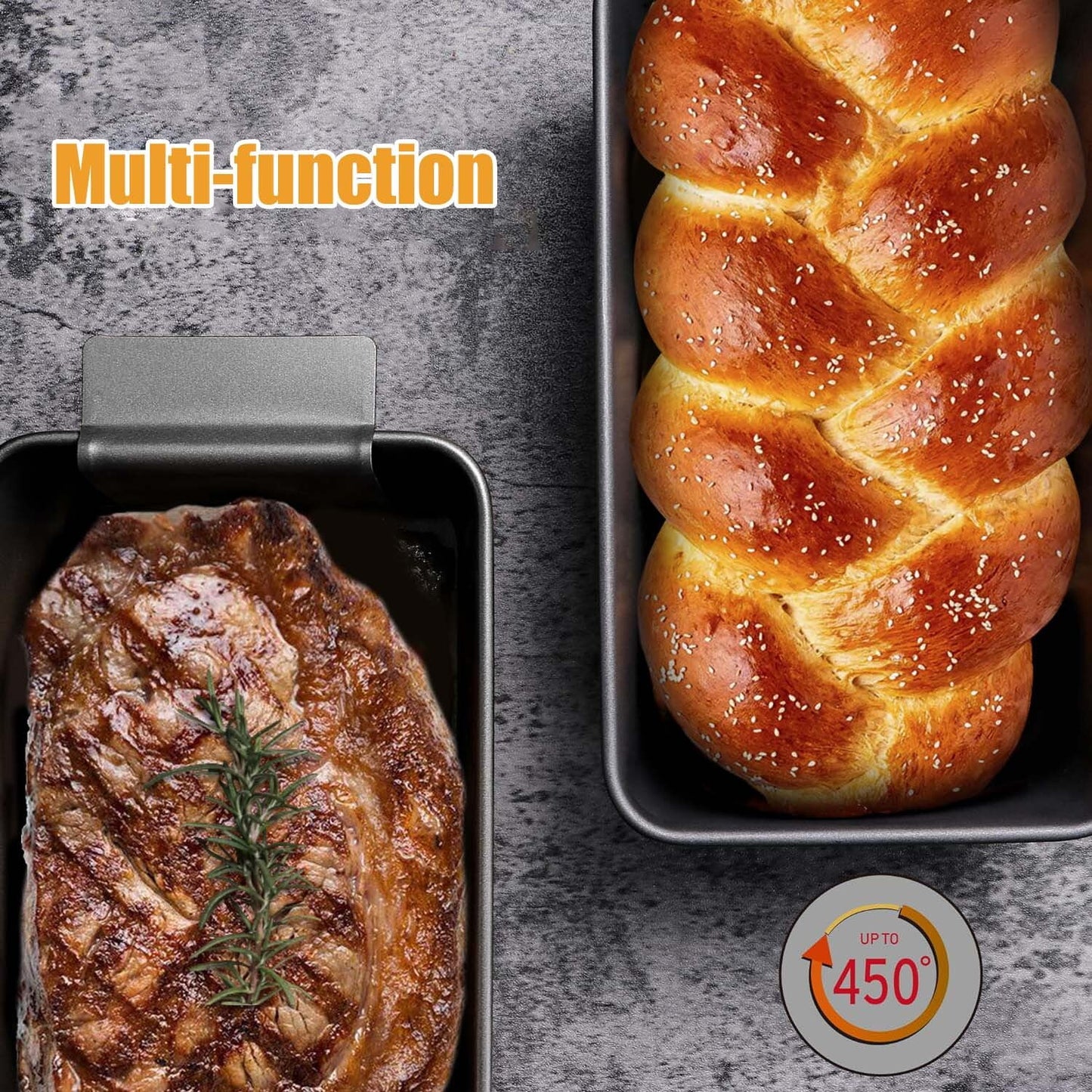 2-in-1 Large Nonstick Meat Loaf Pan with Drain Drip Tray - 10" * 5.7", Healthy Coating (Carbon Steel Gray)