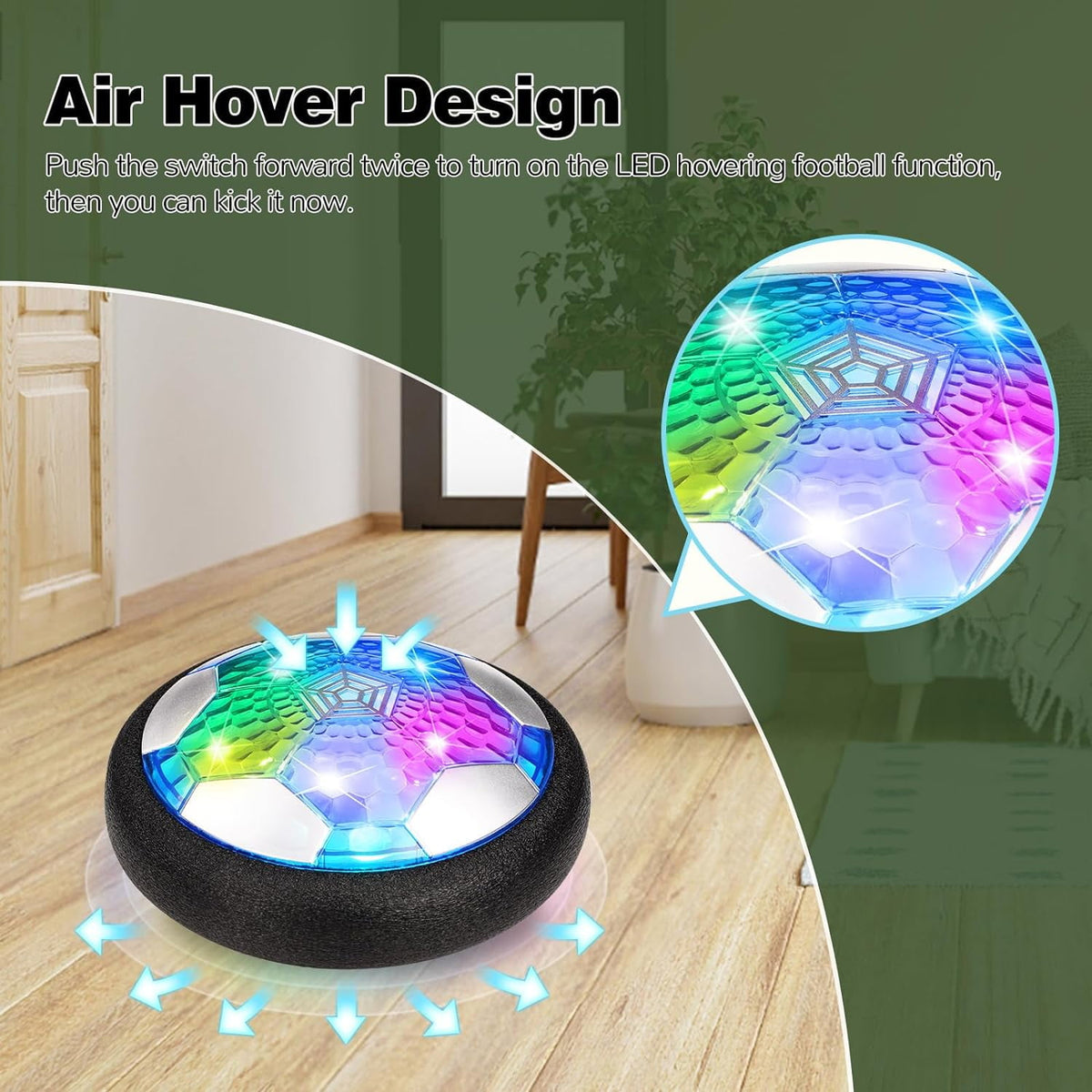 BEEPRINCESS Hover Soccer Ball Set for Kids, Soccer Games with Colorful LED Lights, Indoor Air Soccer and Outdoor Sports Games Toys for Kids Boys Ages 3 4 5 6 7 8-12 with 2 Goal & 1 Kids Soccer Ball