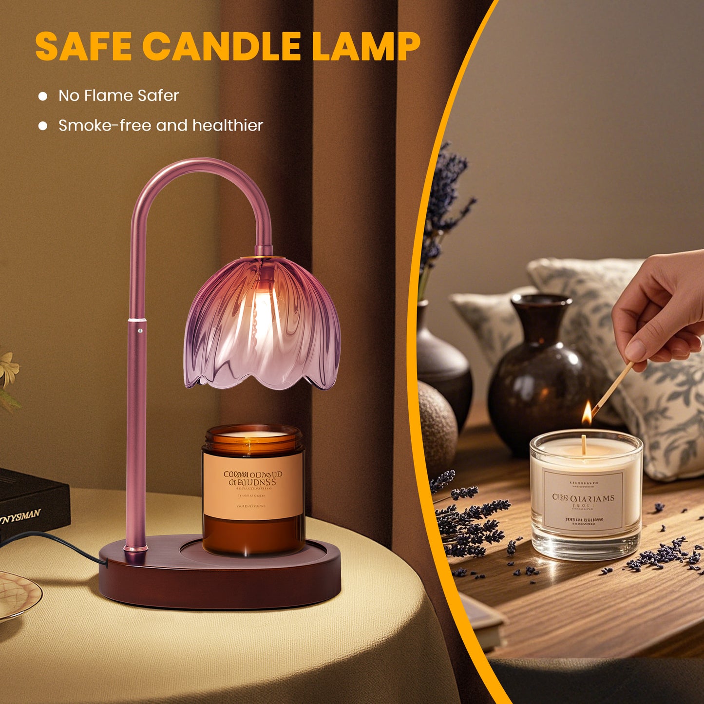 BeePrincess Candle Warmer Lamp with Timer & Dimmable Function - Adjustable Height Jar Candle Warmer for Home Decor - Includes 2 Bulbs