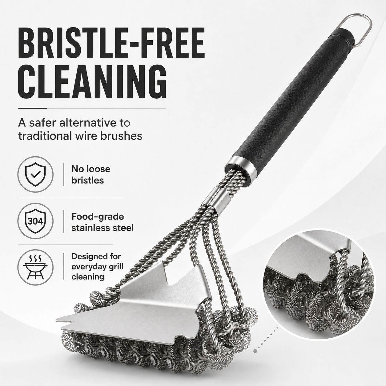 BEEPRINCESS Grill Brush and Scraper Bristle Free – Safe BBQ Brush for Grill – 16.5'' Stainless Grill Grate Cleaner for Porcelain/Weber Gas/Charcoal Grill – Gifts for Grill Wizard