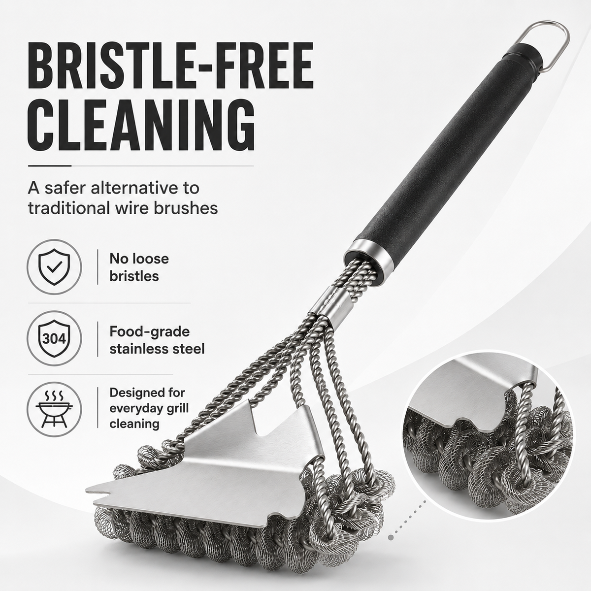 BEEPRINCESS Grill Brush and Scraper Bristle Free – Safe BBQ Brush for Grill – 16.5'' Stainless Grill Grate Cleaner for Porcelain/Weber Gas/Charcoal Grill – Gifts for Grill Wizard