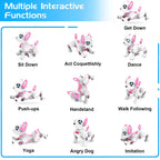 BEEPRINCESS RC Robot Dog, Electronic Pet Dog with Voice Control, Interactive and Stunt, White/Pink