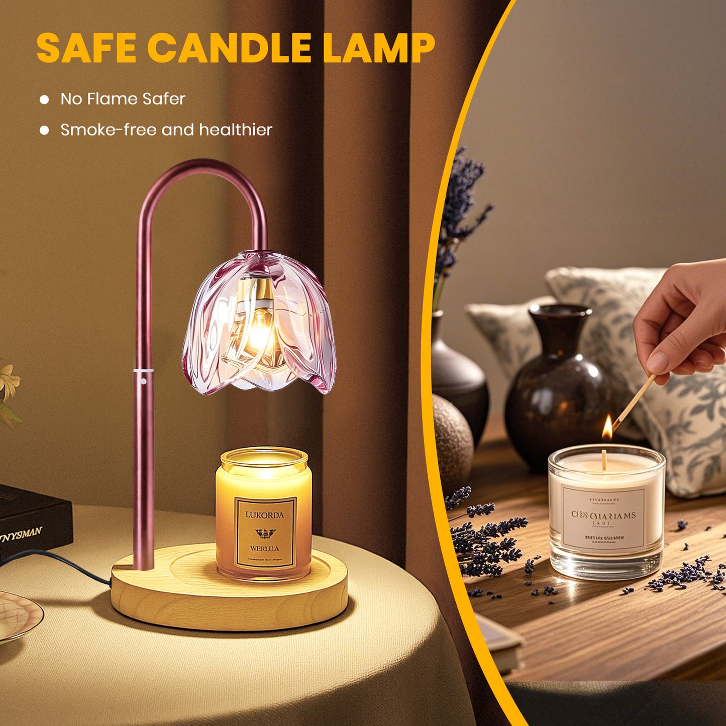 BeePrincess Candle Warmer Lamp with Timer & Dimmable Function - Adjustable Height Jar Candle Warmer for Home Decor - Includes 2 Bulbs