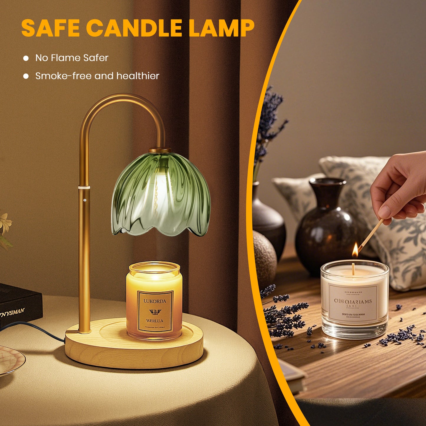 BeePrincess Candle Warmer Lamp with Timer & Dimmable Function - Adjustable Height Jar Candle Warmer for Home Decor - Includes 2 Bulbs