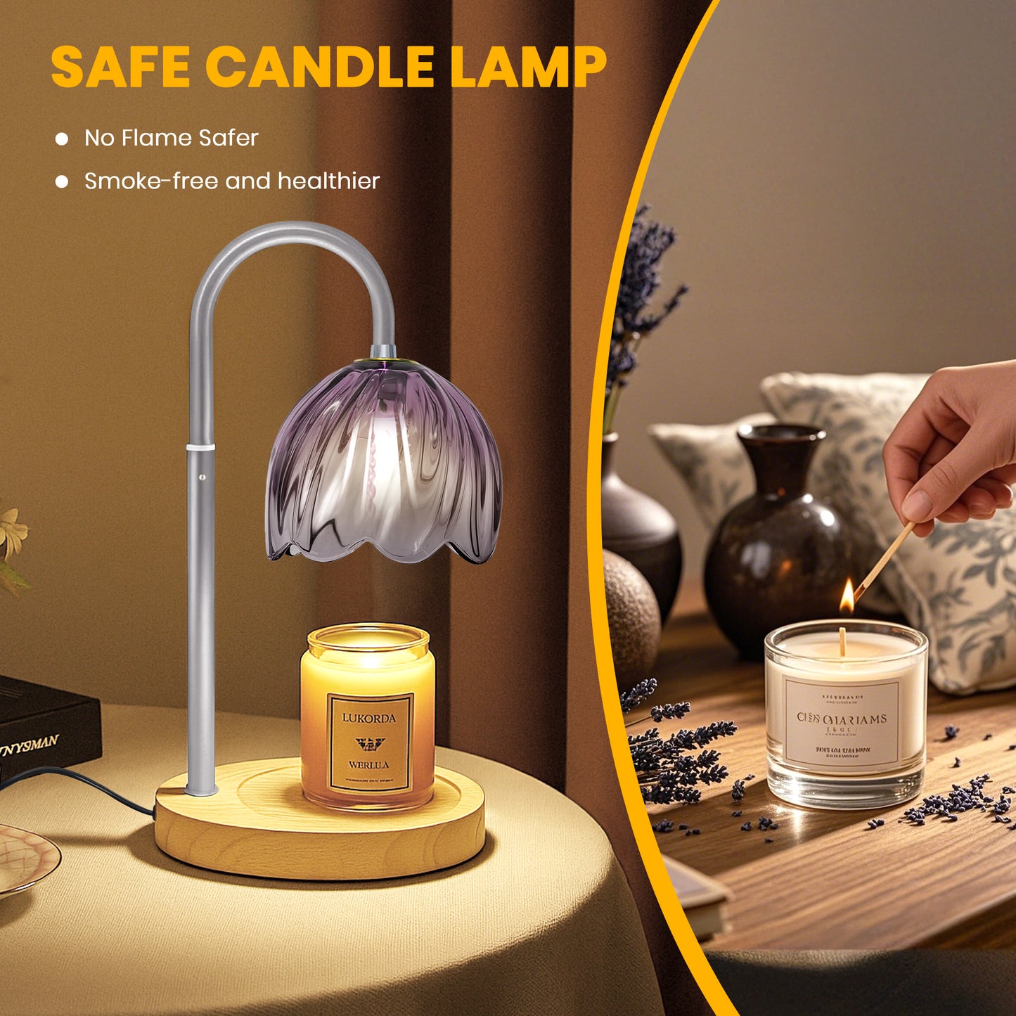 BeePrincess Candle Warmer Lamp with Timer & Dimmable Function - Adjustable Height Jar Candle Warmer for Home Decor - Includes 2 Bulbs