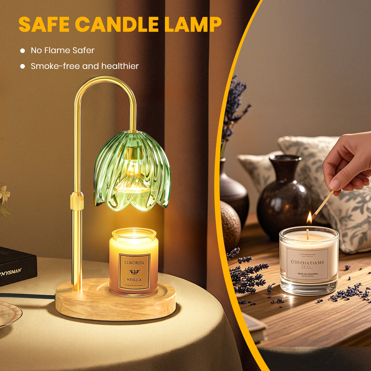 BeePrincess Candle Warmer Lamp with Timer & Dimmable Function - Adjustable Height Jar Candle Warmer for Home Decor - Includes 2 Bulbs