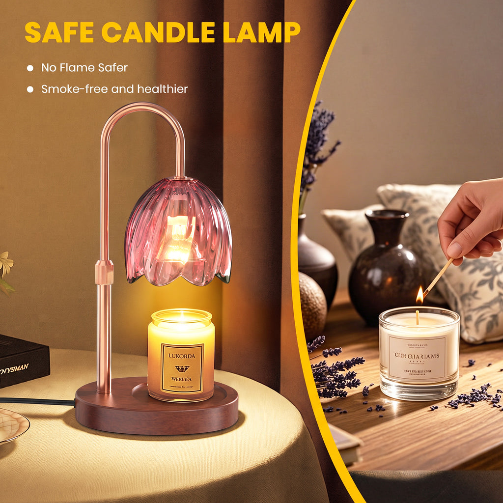 BeePrincess Candle Warmer Lamp with Timer & Dimmable Function - Adjustable Height Jar Candle Warmer for Home Decor - Includes 2 Bulbs