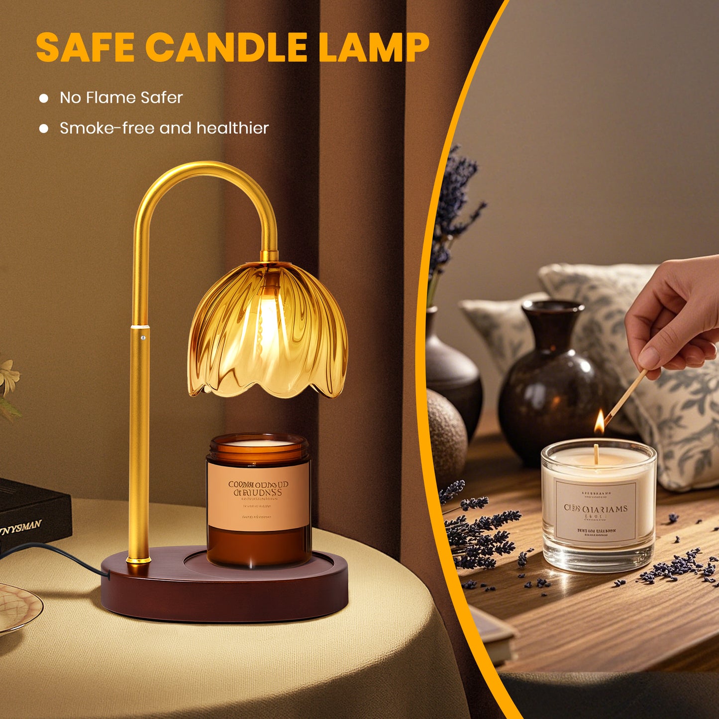 BeePrincess Candle Warmer Lamp with Timer & Dimmable Function - Adjustable Height Jar Candle Warmer for Home Decor - Includes 2 Bulbs
