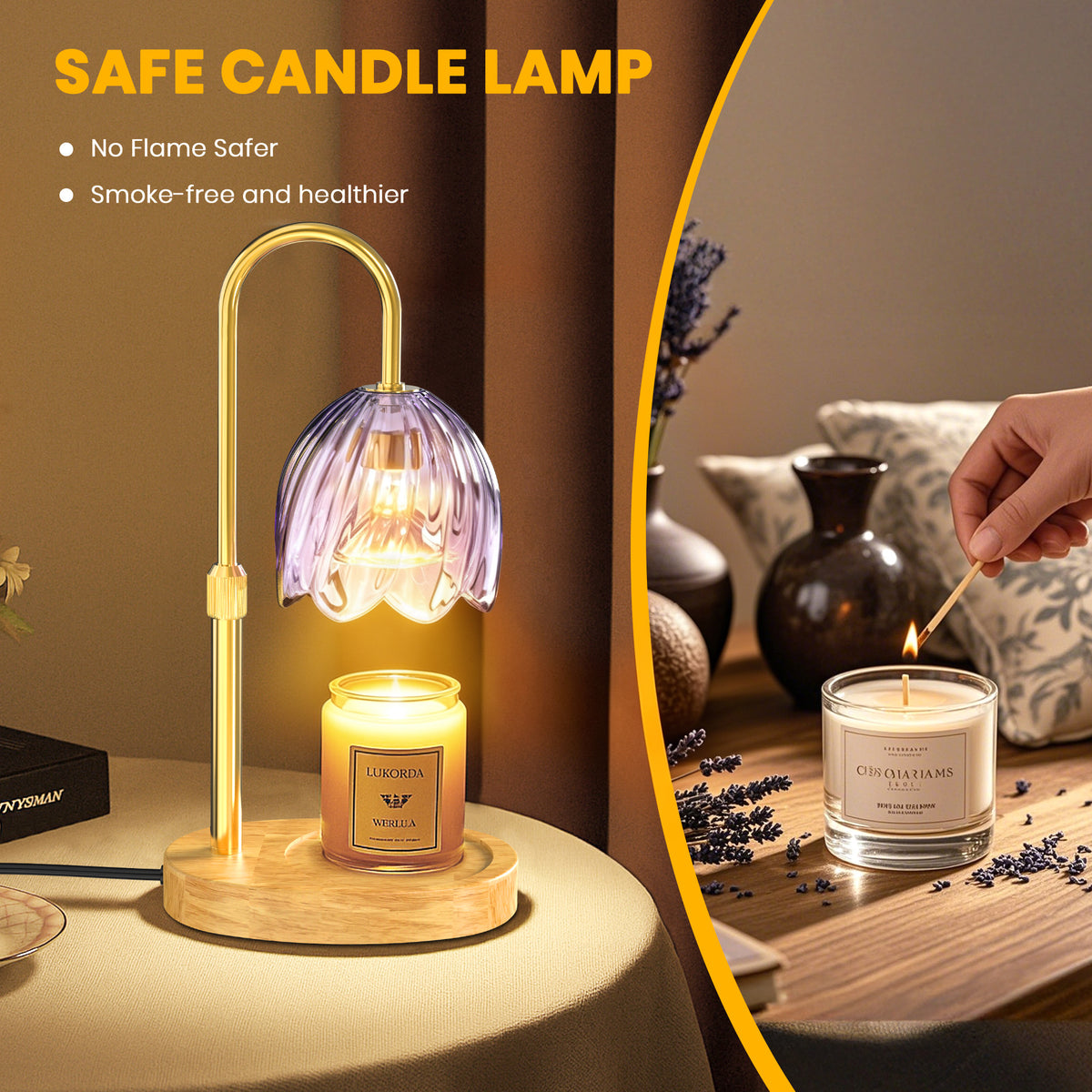 BeePrincess Candle Warmer Lamp with Timer & Dimmable Function - Adjustable Height Jar Candle Warmer for Home Decor - Includes 2 Bulbs