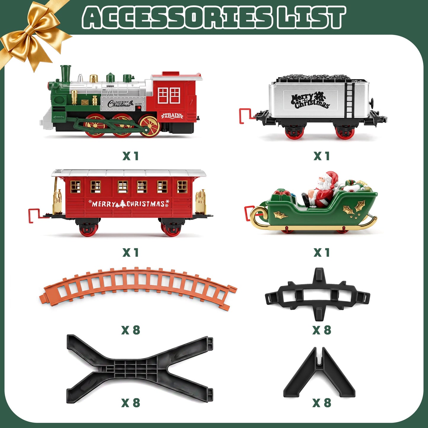 BEEPRINCESS Christmas Tree Train Set, Electric Elevated Around-Tree Train with Steam, Lights & Sounds, Christmas Gift for Kids Ages 3+