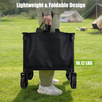 ELFWOLF Collapsible Wagon Cart, 220 lb Load Capacity, Lightweight Folding Wagon with Wheels for Camping, Gardening, Sports, Shopping & Grocery Transport
