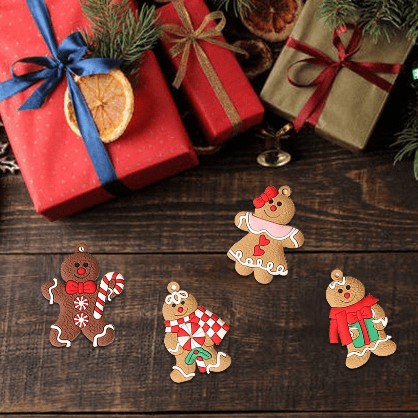 12-Piece Adorable Gingerbread Man Ornaments for Christmas Tree Decor, Indoor Holiday Displa