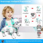 BEEPRINCESS RC Robot Dog, Electronic Pet Dog with Voice Control, Interactive and Stunt, White/Green