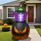 BeePrincess 6FT Halloween Inflatable - Glowing Witch Cat with LED Lights, Halloween Party Indoor Outdoor Yard Garden