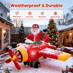BeePrincess 7ft Animated Santa Helicopter Christmas Inflatable – Light-Up Flying Santa Claus, Outdoor Christmas Yard Decoration for Lawn, Garden, Party