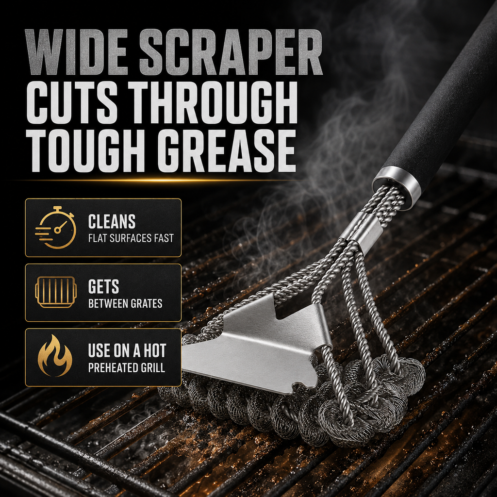 BEEPRINCESS Grill Brush and Scraper Bristle Free – Safe BBQ Brush for Grill – 16.5'' Stainless Grill Grate Cleaner for Porcelain/Weber Gas/Charcoal Grill – Gifts for Grill Wizard