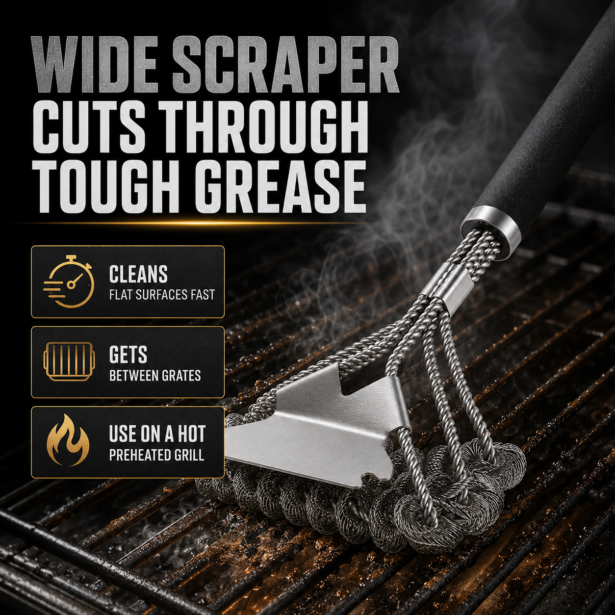 BEEPRINCESS Grill Brush and Scraper Bristle Free – Safe BBQ Brush for Grill – 16.5'' Stainless Grill Grate Cleaner for Porcelain/Weber Gas/Charcoal Grill – Gifts for Grill Wizard