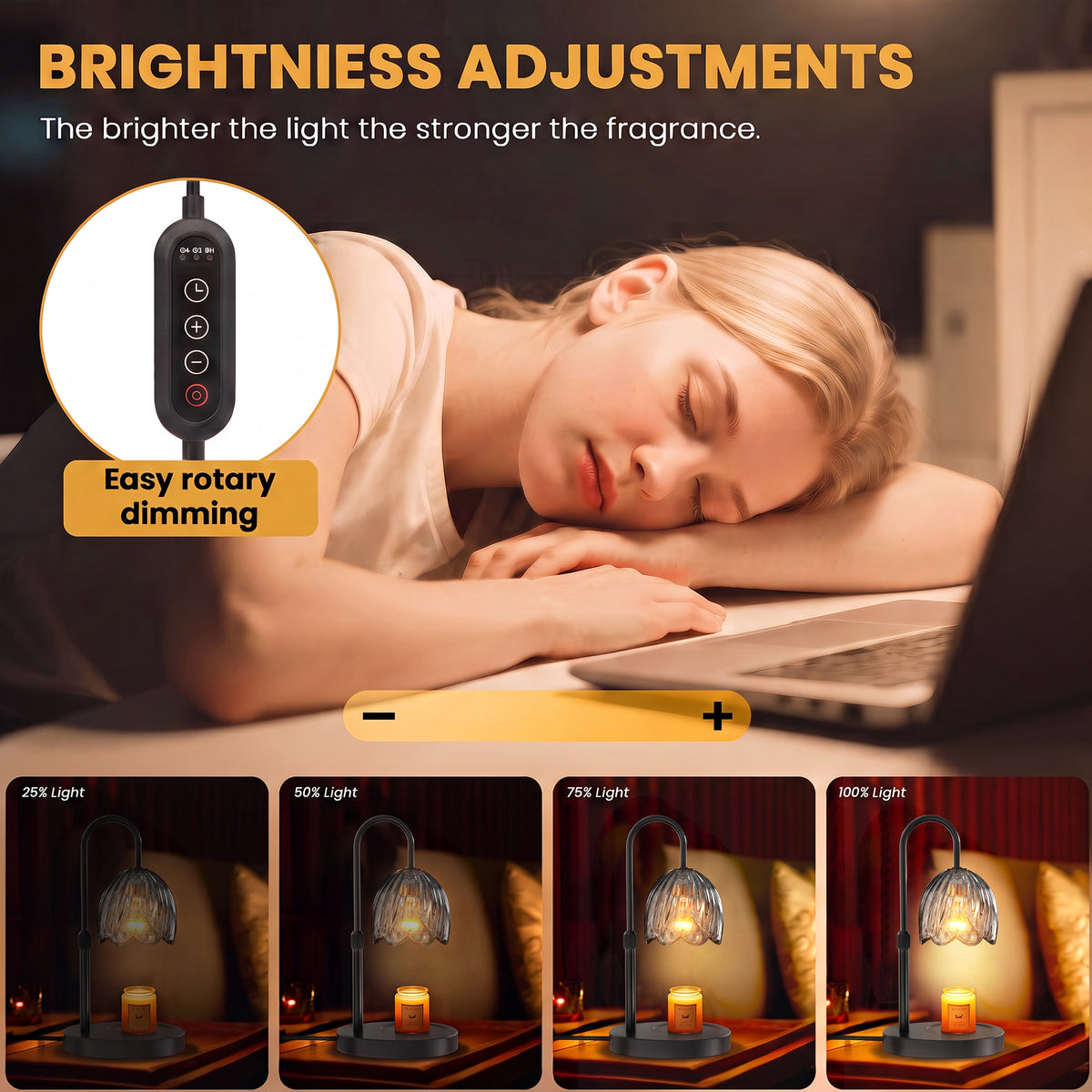 BeePrincess Candle Warmer Lamp with Timer & Dimmable Function - Adjustable Height Jar Candle Warmer for Home Decor - Includes 2 Bulbs
