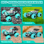 BEEPRINCESS Remote Control Car, 1:18 Scale All Terrain RC Cars, 2WD 20Km/h with Colorful LED Light and 2 Rechargeable Batteries, RC Monster Truck Off-road Racing Car Toys for Kids and Boys, Blue
