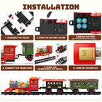 BEEPRINCESS Electric Train Set for Kids Ages 3+, Battery-Powered Toy Train with Steam, Lights & Sounds, 4 Mini Cars and Launcher