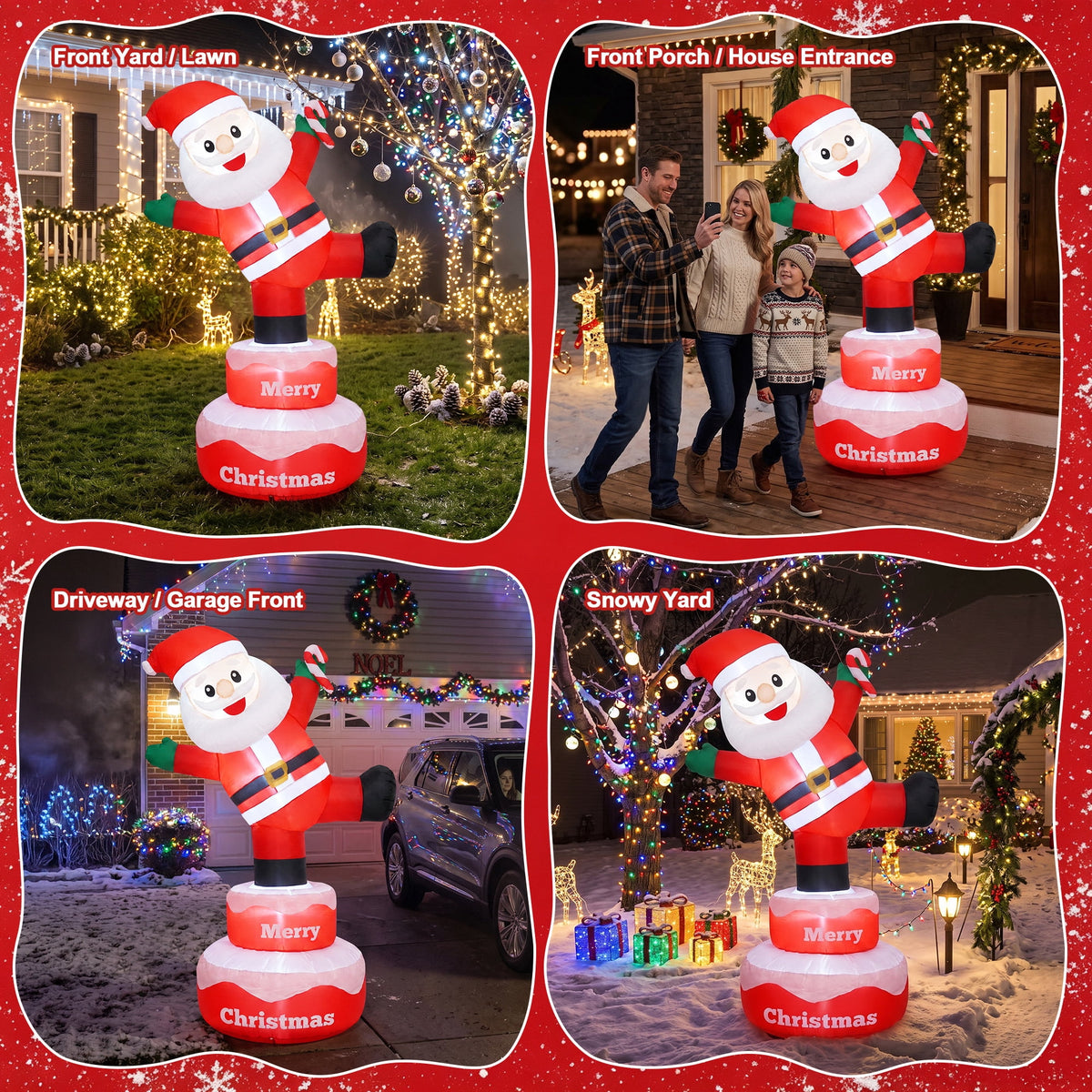 BEEPRINCESS 6FT Christmas Inflatable Rotating Santa Claus with LED Lights, Animated Outdoor Xmas Yard Decorations, Blow Up Holiday Lawn Garden Decor