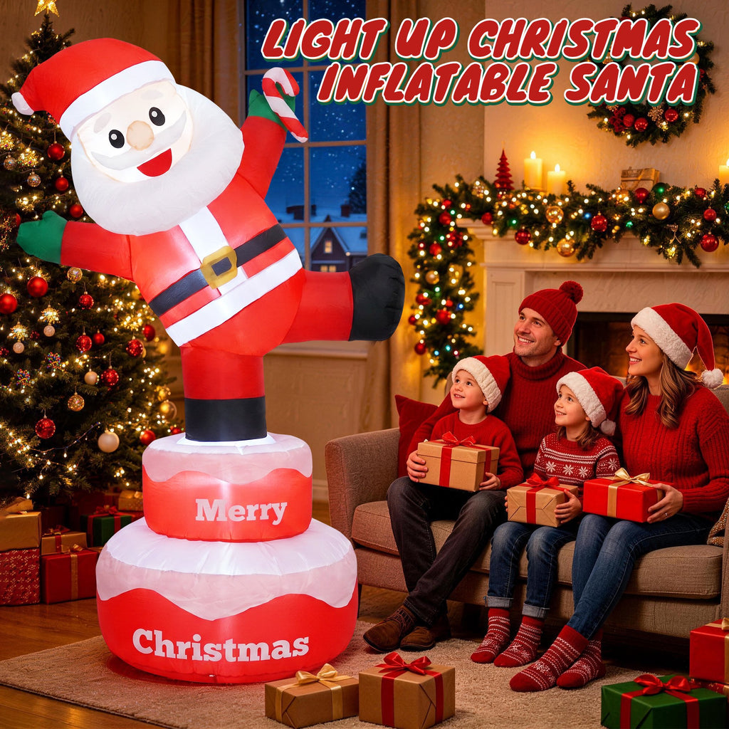 BEEPRINCESS 6FT Christmas Inflatable Rotating Santa Claus with LED Lights, Animated Outdoor Xmas Yard Decorations, Blow Up Holiday Lawn Garden Decor