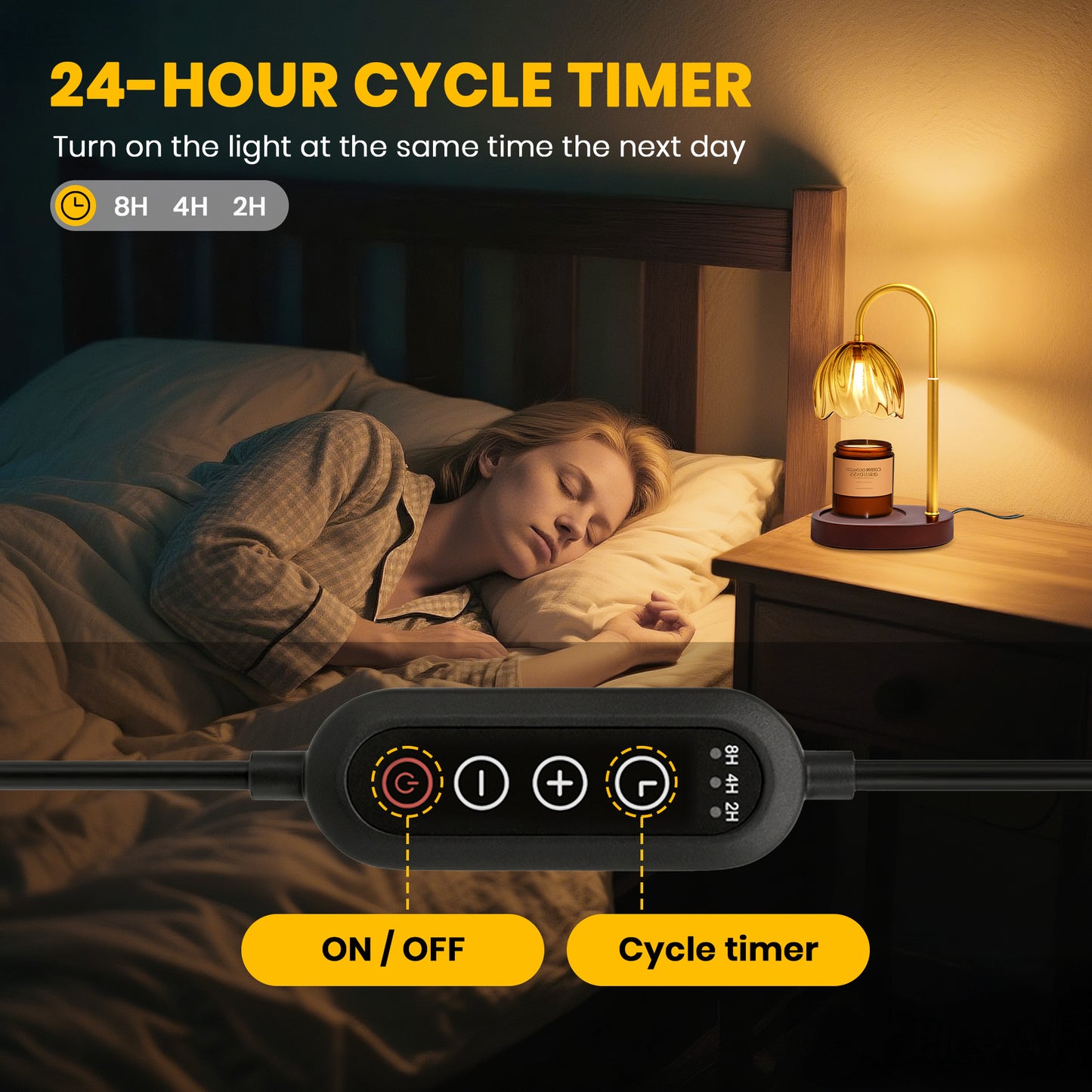 BeePrincess Candle Warmer Lamp with Timer & Dimmable Function - Adjustable Height Jar Candle Warmer for Home Decor - Includes 2 Bulbs