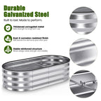 ELFWOLF Galvanized Raised Garden Bed, 4 x 2 x 1 FT Outdoor Metal Planter Box with Open Base for Vegetables, Flowers & Herbs, Silver