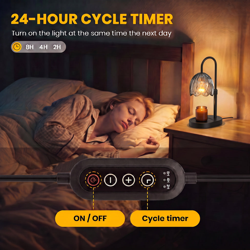 BeePrincess Candle Warmer Lamp with Timer & Dimmable Function - Adjustable Height Jar Candle Warmer for Home Decor - Includes 2 Bulbs