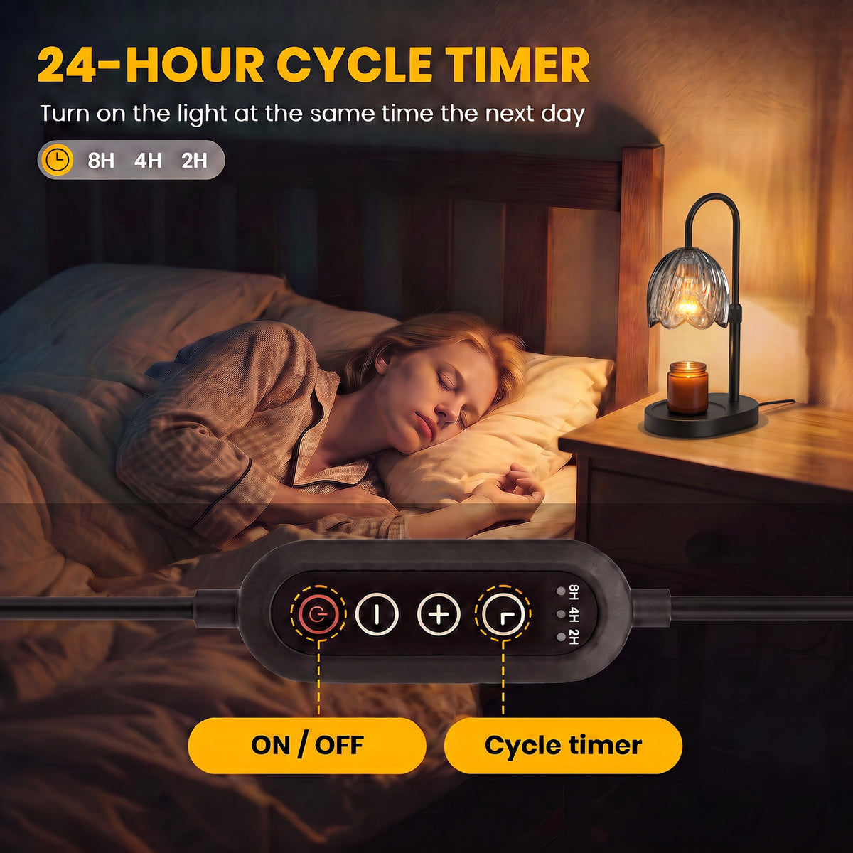 BeePrincess Candle Warmer Lamp with Timer & Dimmable Function - Adjustable Height Jar Candle Warmer for Home Decor - Includes 2 Bulbs