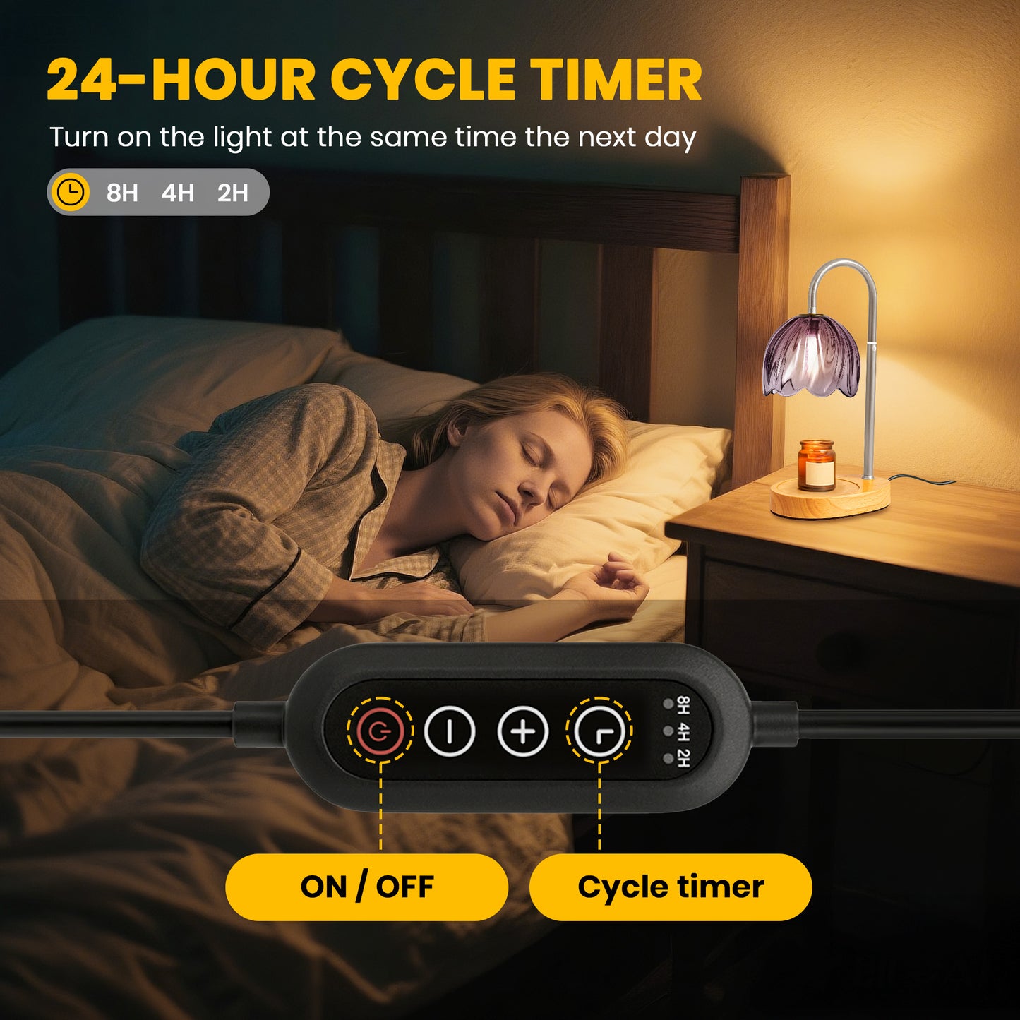 BeePrincess Candle Warmer Lamp with Timer & Dimmable Function - Adjustable Height Jar Candle Warmer for Home Decor - Includes 2 Bulbs