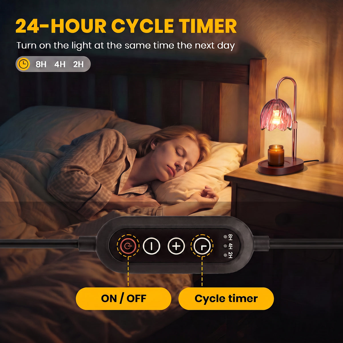 BeePrincess Candle Warmer Lamp with Timer & Dimmable Function - Adjustable Height Jar Candle Warmer for Home Decor - Includes 2 Bulbs
