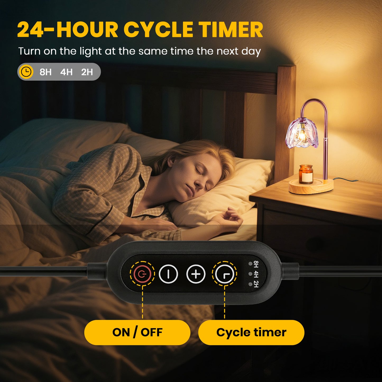 BeePrincess Candle Warmer Lamp with Timer & Dimmable Function - Adjustable Height Jar Candle Warmer for Home Decor - Includes 2 Bulbs