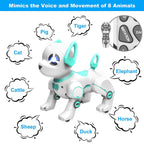 BEEPRINCESS RC Robot Dog, Electronic Pet Dog with Voice Control, Interactive and Stunt, White/Green