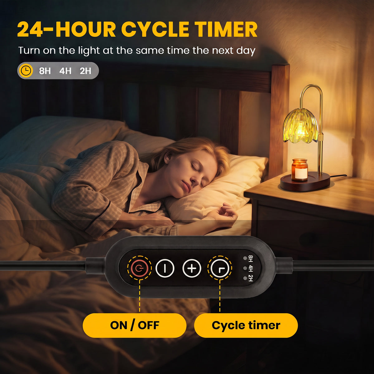 BeePrincess Candle Warmer Lamp with Timer & Dimmable Function - Adjustable Height Jar Candle Warmer for Home Decor - Includes 2 Bulbs