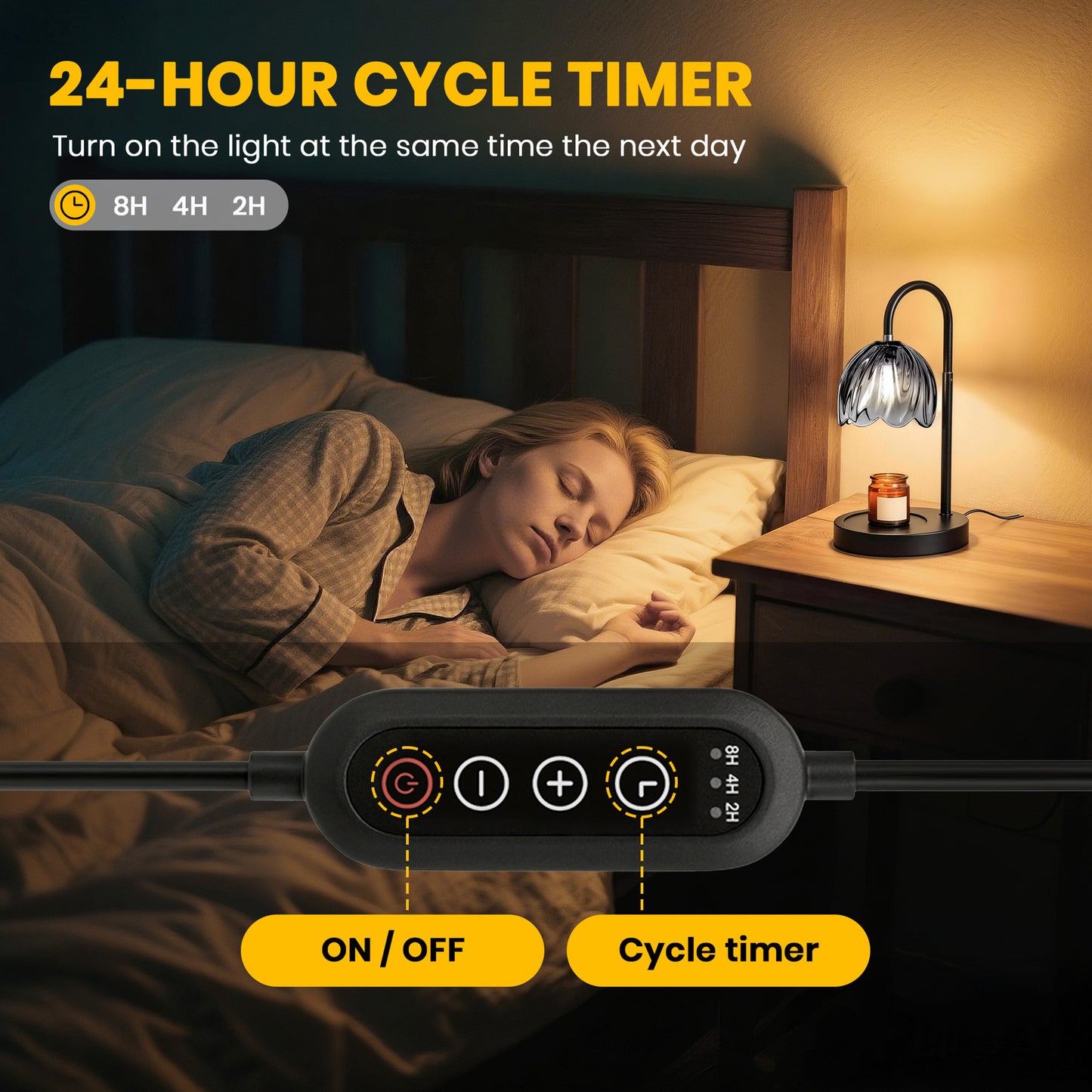 BeePrincess Candle Warmer Lamp with Timer & Dimmable Function - Adjustable Height Jar Candle Warmer for Home Decor - Includes 2 Bulbs