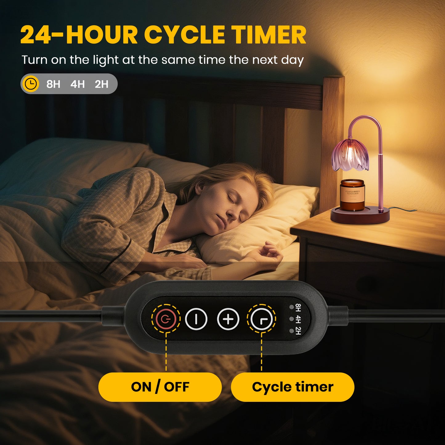 BeePrincess Candle Warmer Lamp with Timer & Dimmable Function - Adjustable Height Jar Candle Warmer for Home Decor - Includes 2 Bulbs