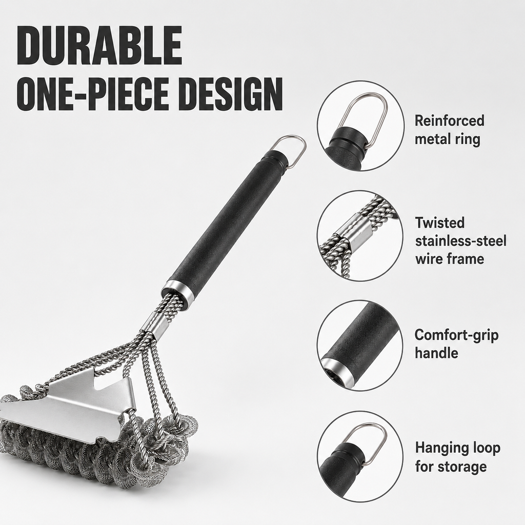 BEEPRINCESS Grill Brush and Scraper Bristle Free – Safe BBQ Brush for Grill – 16.5'' Stainless Grill Grate Cleaner for Porcelain/Weber Gas/Charcoal Grill – Gifts for Grill Wizard