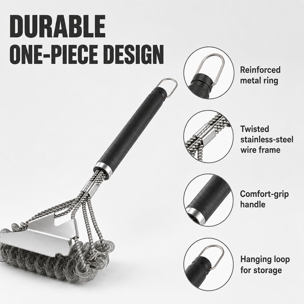 BEEPRINCESS Grill Brush and Scraper Bristle Free – Safe BBQ Brush for Grill – 16.5'' Stainless Grill Grate Cleaner for Porcelain/Weber Gas/Charcoal Grill – Gifts for Grill Wizard