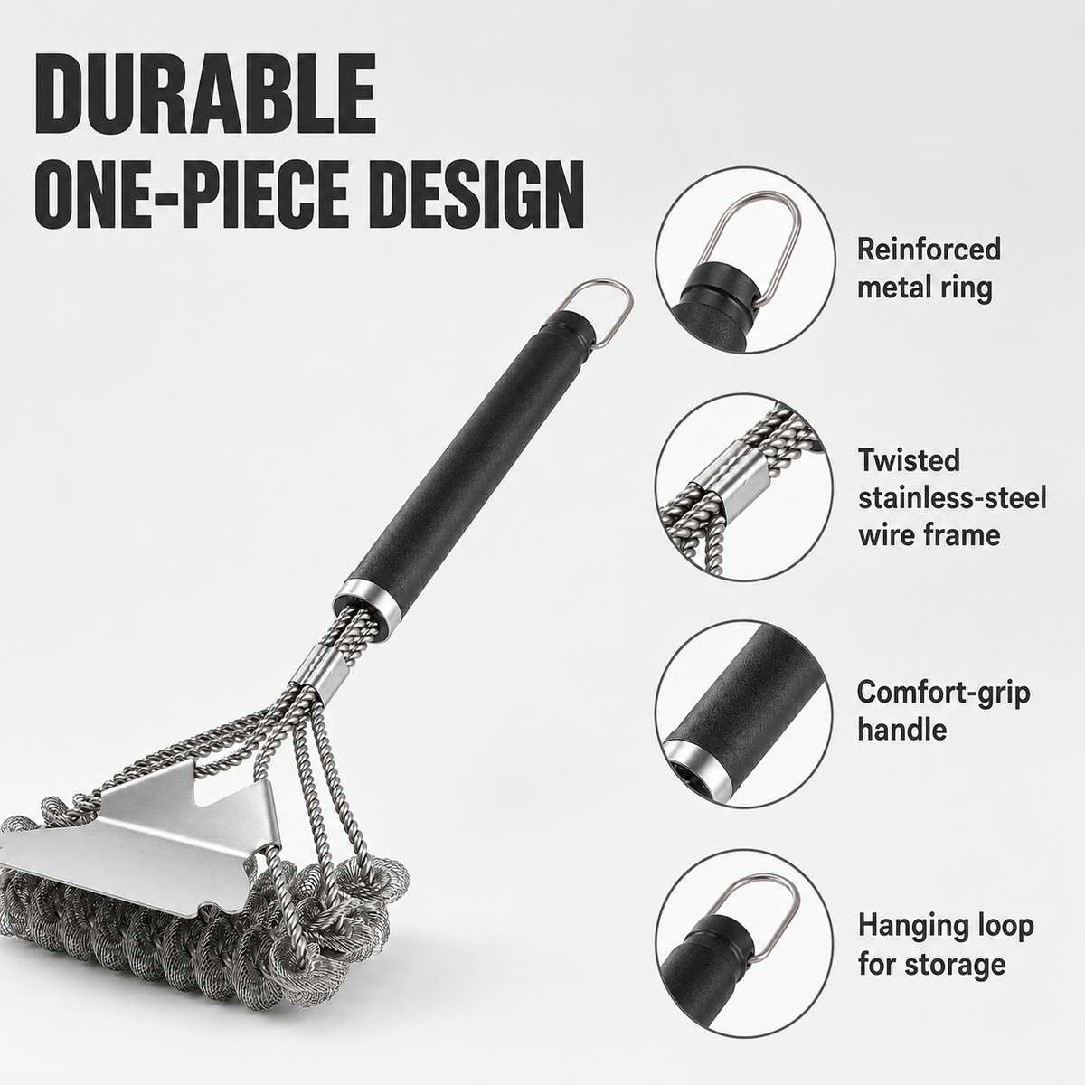 BEEPRINCESS Grill Brush and Scraper Bristle Free – Safe BBQ Brush for Grill – 16.5'' Stainless Grill Grate Cleaner for Porcelain/Weber Gas/Charcoal Grill – Gifts for Grill Wizard