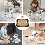 BEEPRINCESS Robot Dog, Smart Programmable RC Electronic Pet Puppy with Early Education Function, White/Blue